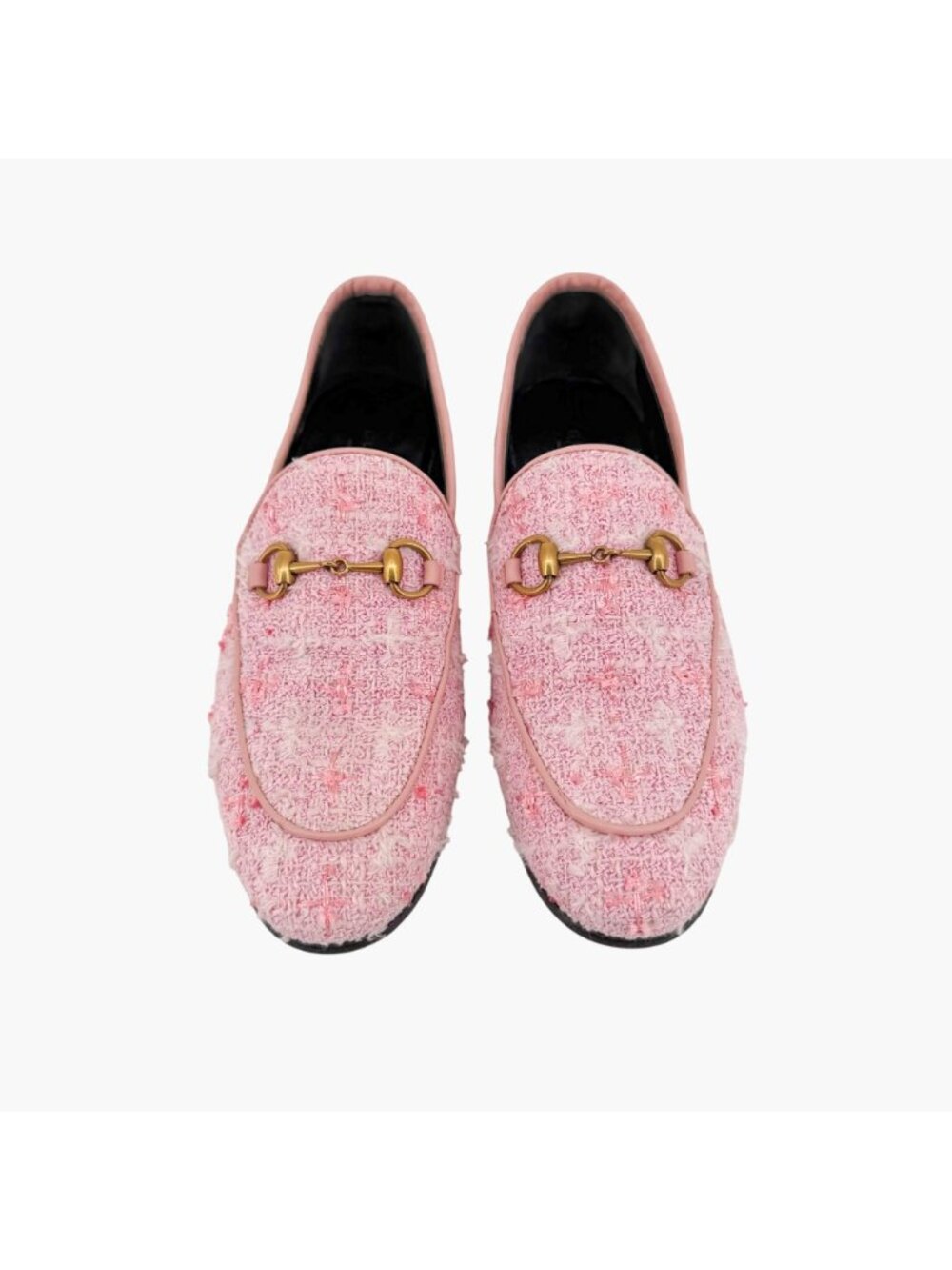 Gucci Jordaan Light Pink Tweed Horsebit Loafers Size 37 US 7 Women's Flats - Picture 3 of 15